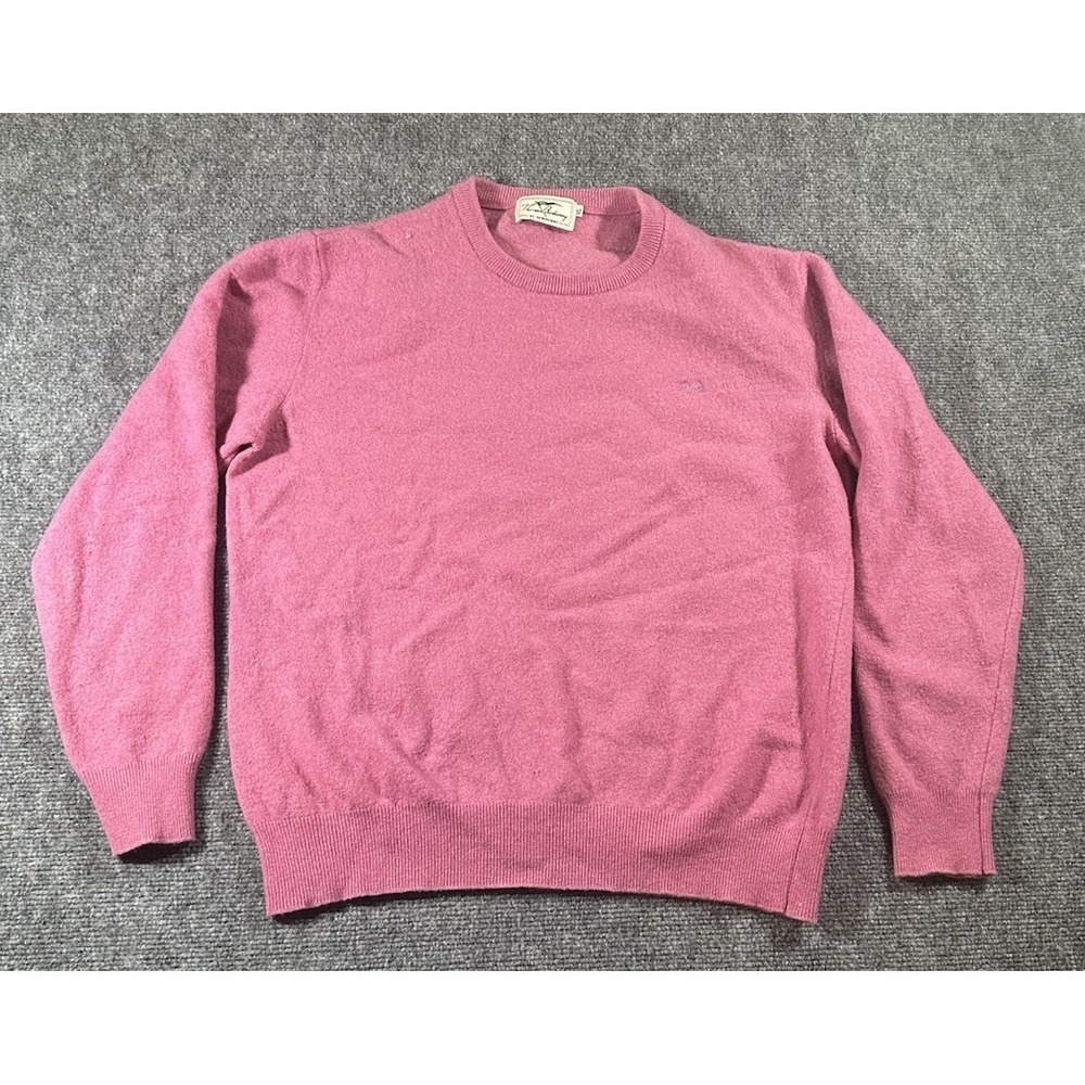 VTG Thomas Burberry Women's XL Pink Pullover Sweater Wool Cross Flags